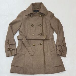 Black Rivet Women's Tan Gray Wool Coat Size Medium